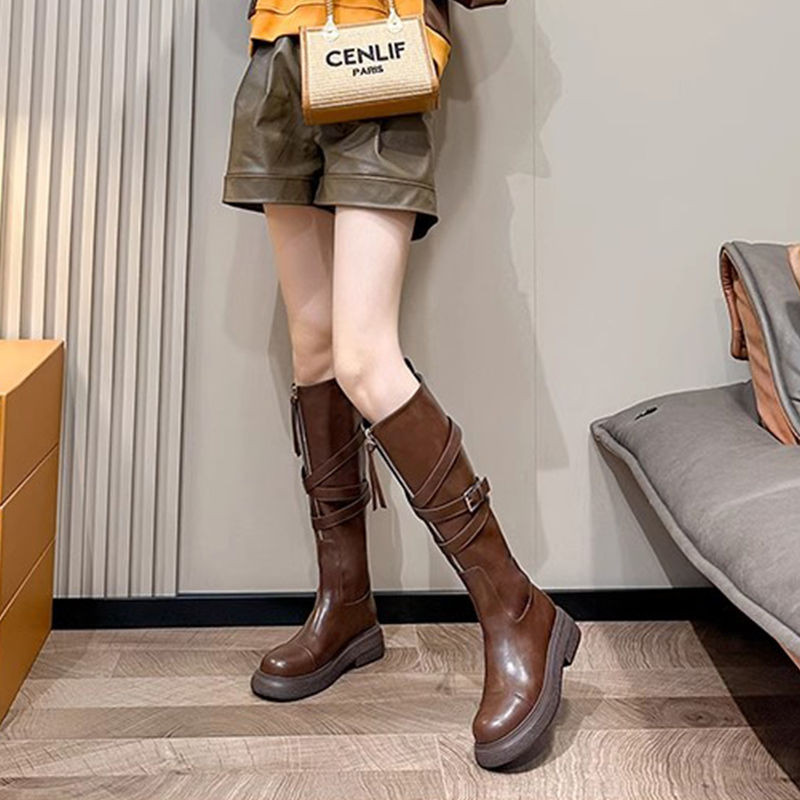 Women's Long Boots Knight Boots New Retro Mid-Calf Boots