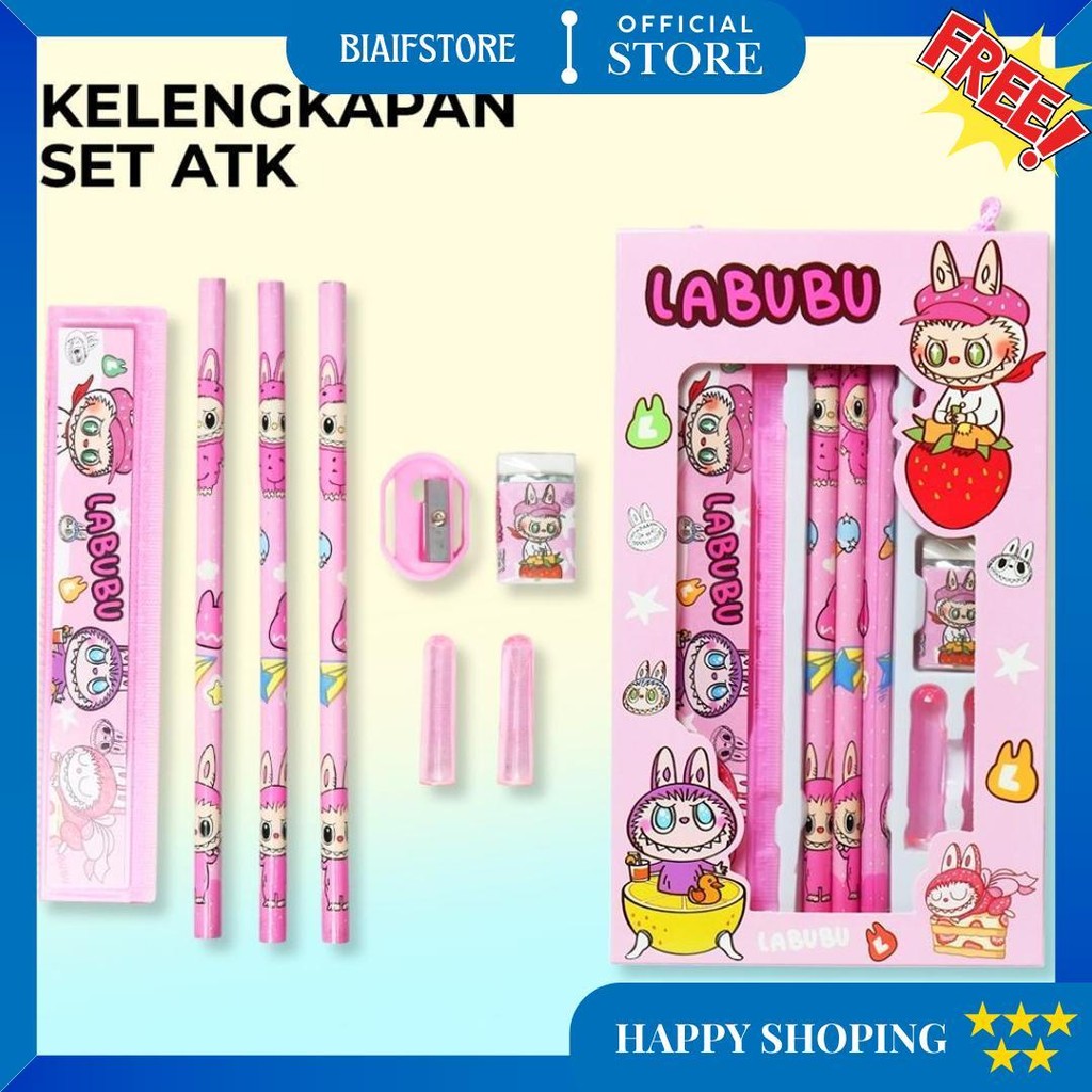 

[Termurah] Pensil Set Labubu Alat Tulis Sekolah Lucu Souvenir Ulang Tahun Anak / Stationery Set 6605 D Termurah