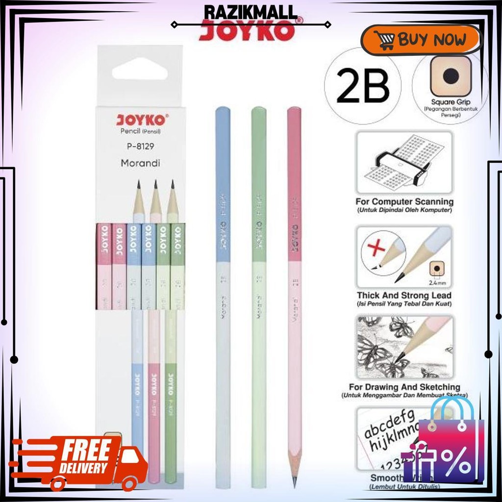 

Pensil Pencil Joyko P-8129 2B 1 Box 12 Pcs Morandi D Best Seller