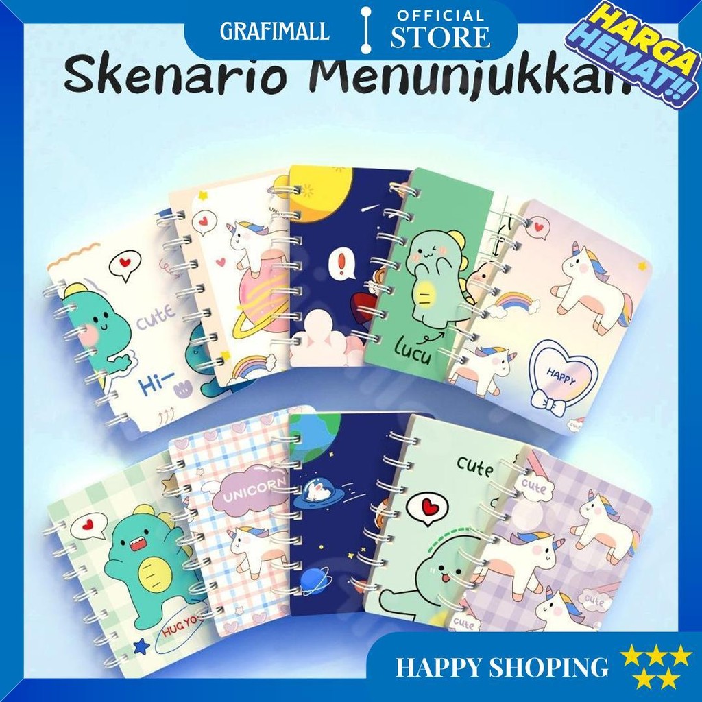 

Aimilo - Notebook Mini A7 Lucu Buku Tulis Scrapbook Mini Buku Notes Kecil Alat Tulis Sekolah D Gratis Ongkir