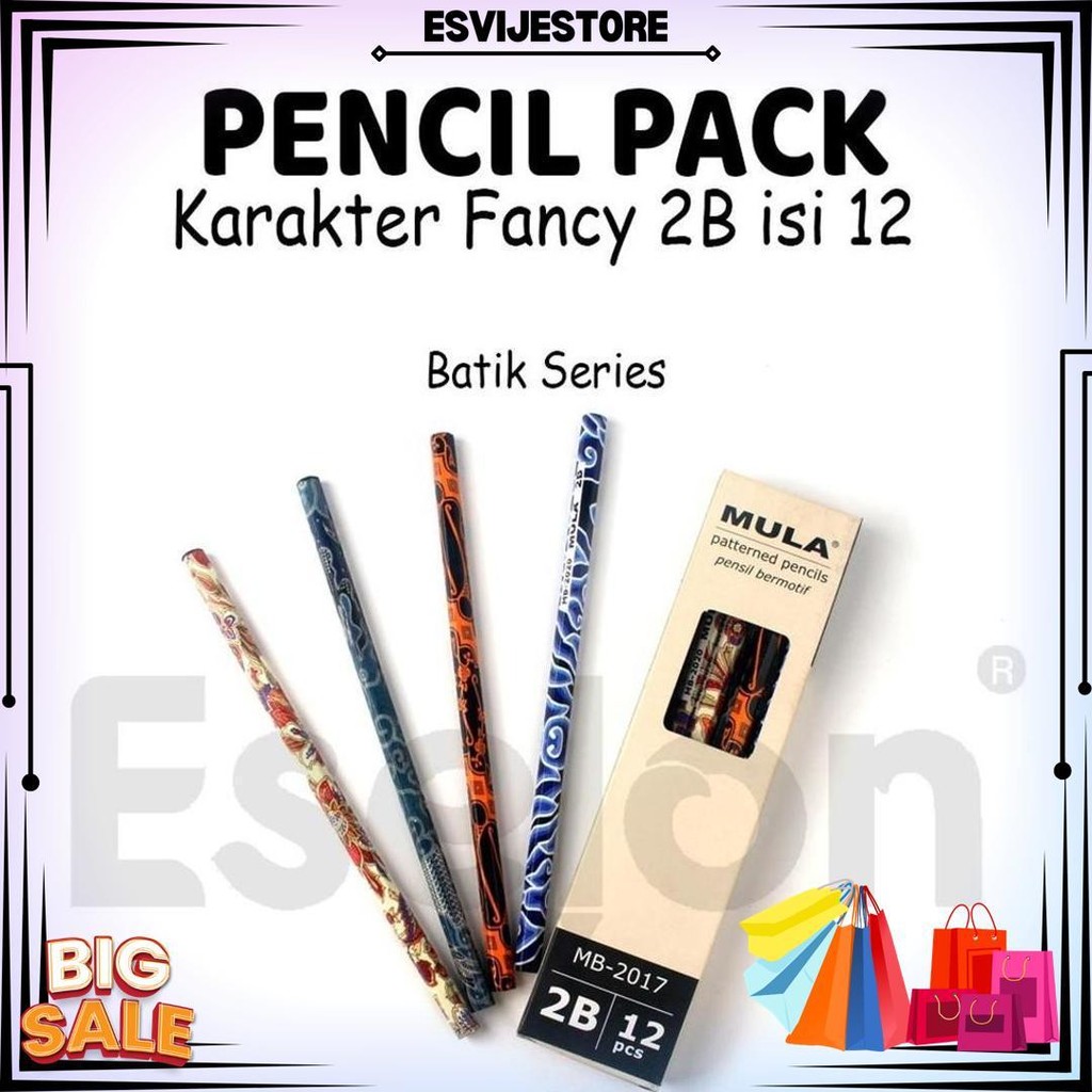 

12Pcs Pensil Kayu 2B Karakter / 1Pack Pensil Kayu 2B / Pensil Kayu Karakter D Promo 4.4