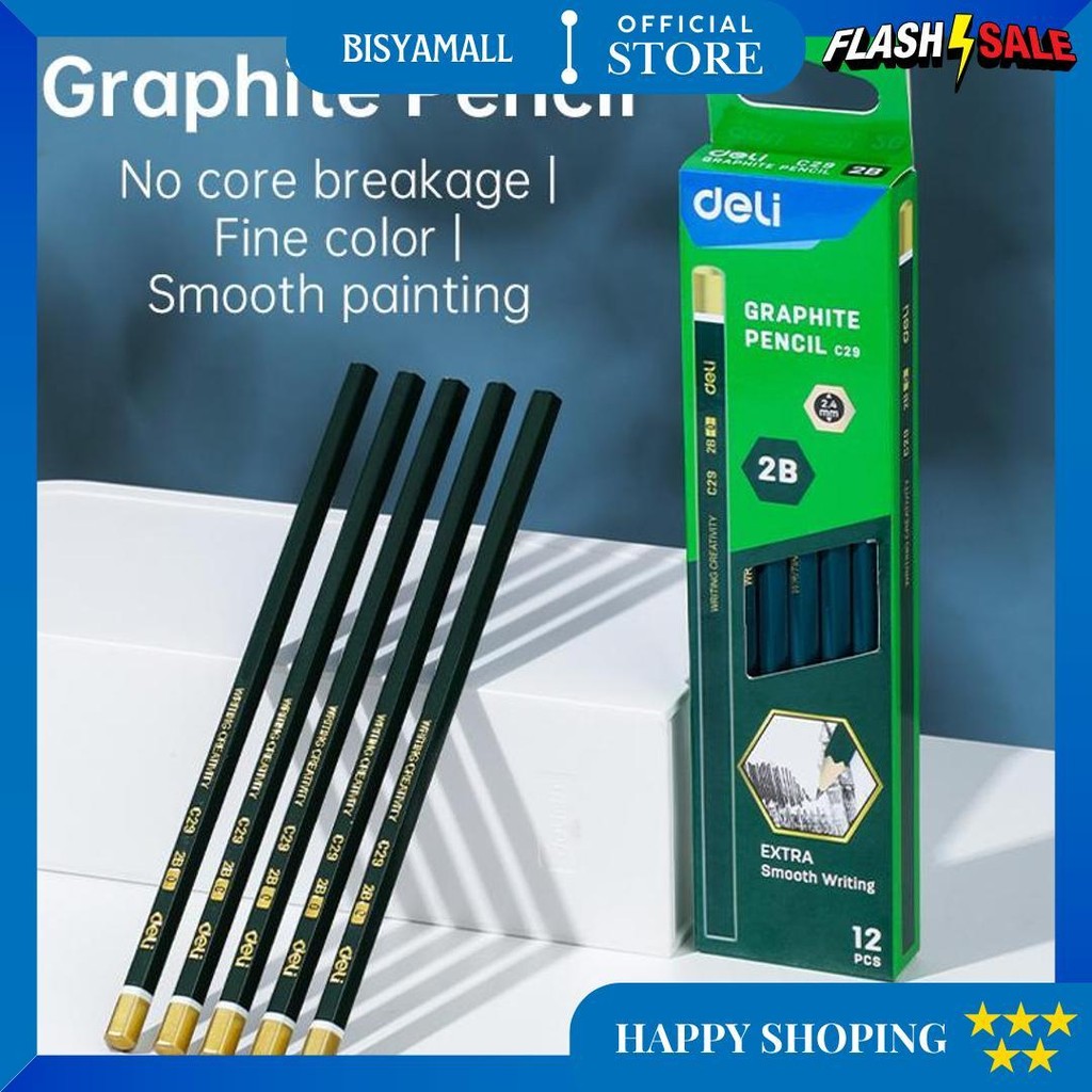 

Deli Graphite Pencil / Pensil Kayu 2B Isi 12 Nyaman Digenggam Ec29 D Promo 4.4