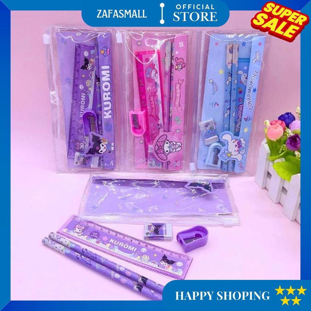 

Set Alat Tulis Sekolah Karakter Motif Sanrio 5 In 1 Lucu Cute Stationery Free Pouch Kuromi Melody Cinamoroll Pensil Penggaris Penghapus Rautan D Cod