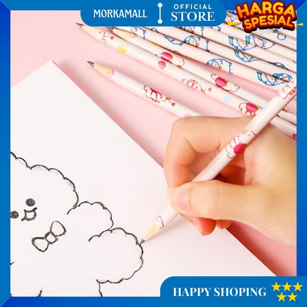 

1 Set 6Pcs Pensil Dan Penghapus Motif Kartun Lucu / Pensil Murah Lucu Lg D Sale