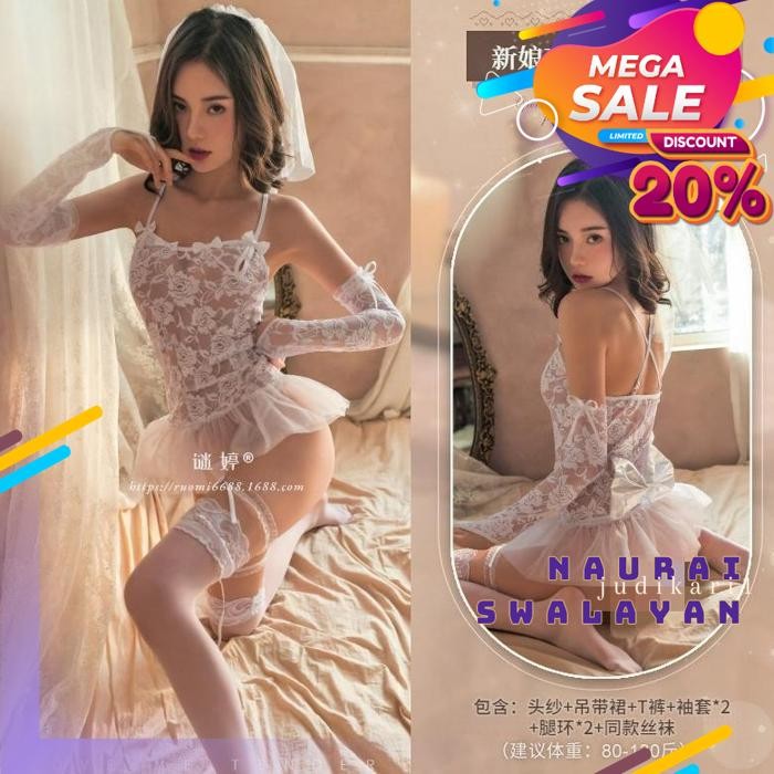 LINGERIE SEXY HOT COSPLAY BRIDE PENGANTIN WEDDING DRESS UNIFORM LACE  BY NAURAI SWALAYAN BAHAN BERKU