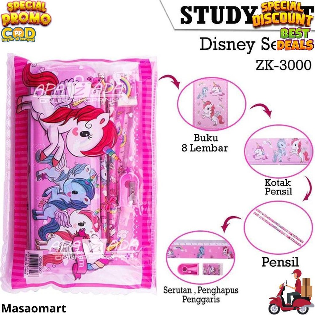 

Apazada - Paket Alat Tulis Study Set Karakter Zk-3000 Perlengkapan Sekolah Stationery Set Pouch D Termurah
