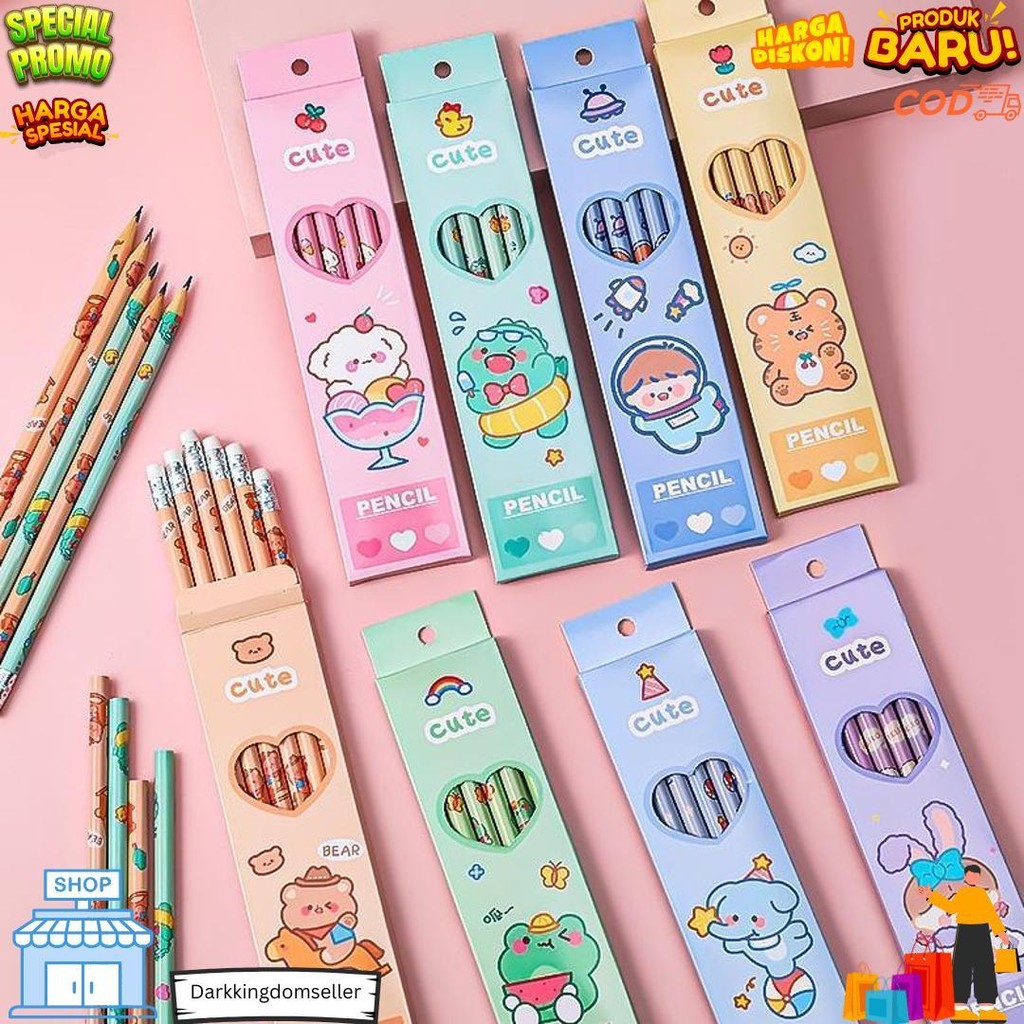 

6Pcs Pensil Motif Kartun Lucu/Pensil Murah Meriah Pgs D Promo Puncak
