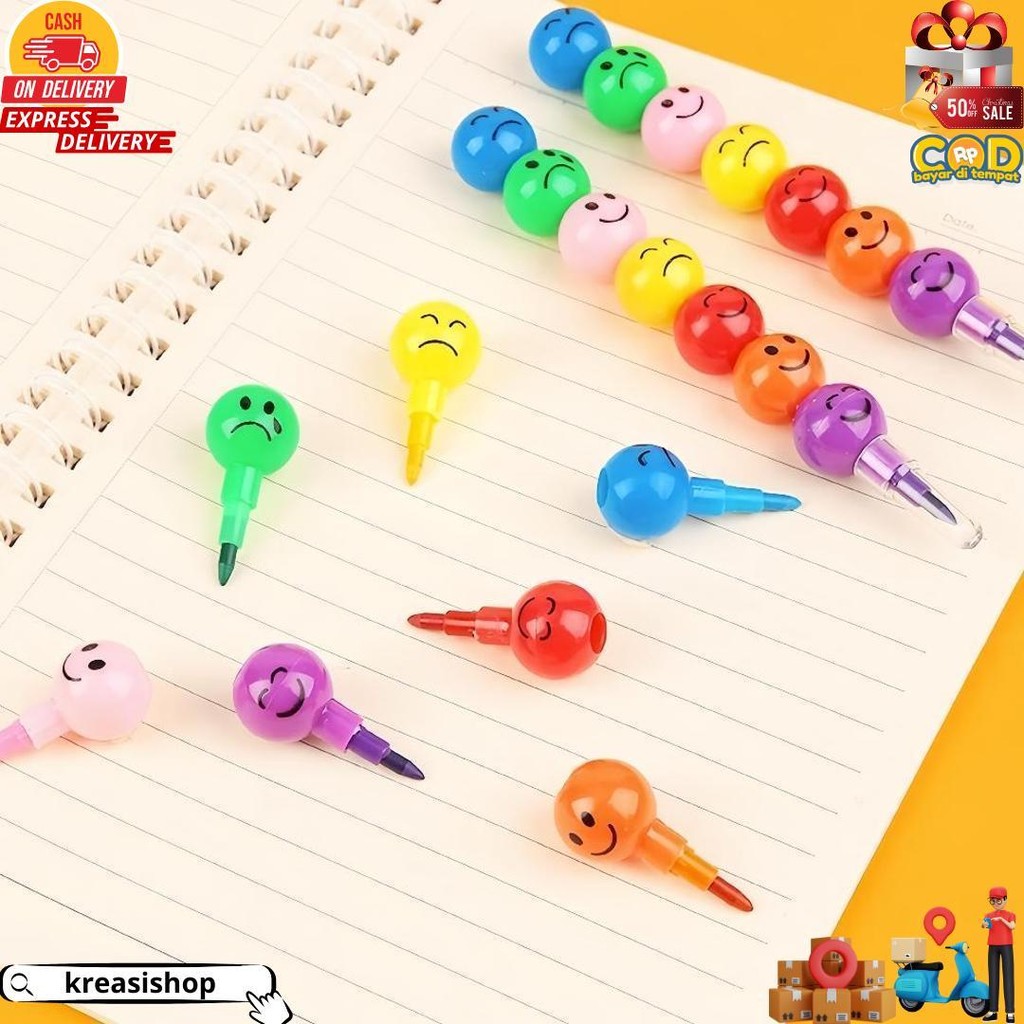 

7Pcs Pensil Warna Rainbow 1 Set Isi 7 Warna /7 Warna Krayon/ Pensil Warna Susun Motif Rainbow Emoji D Gratis Ongkir