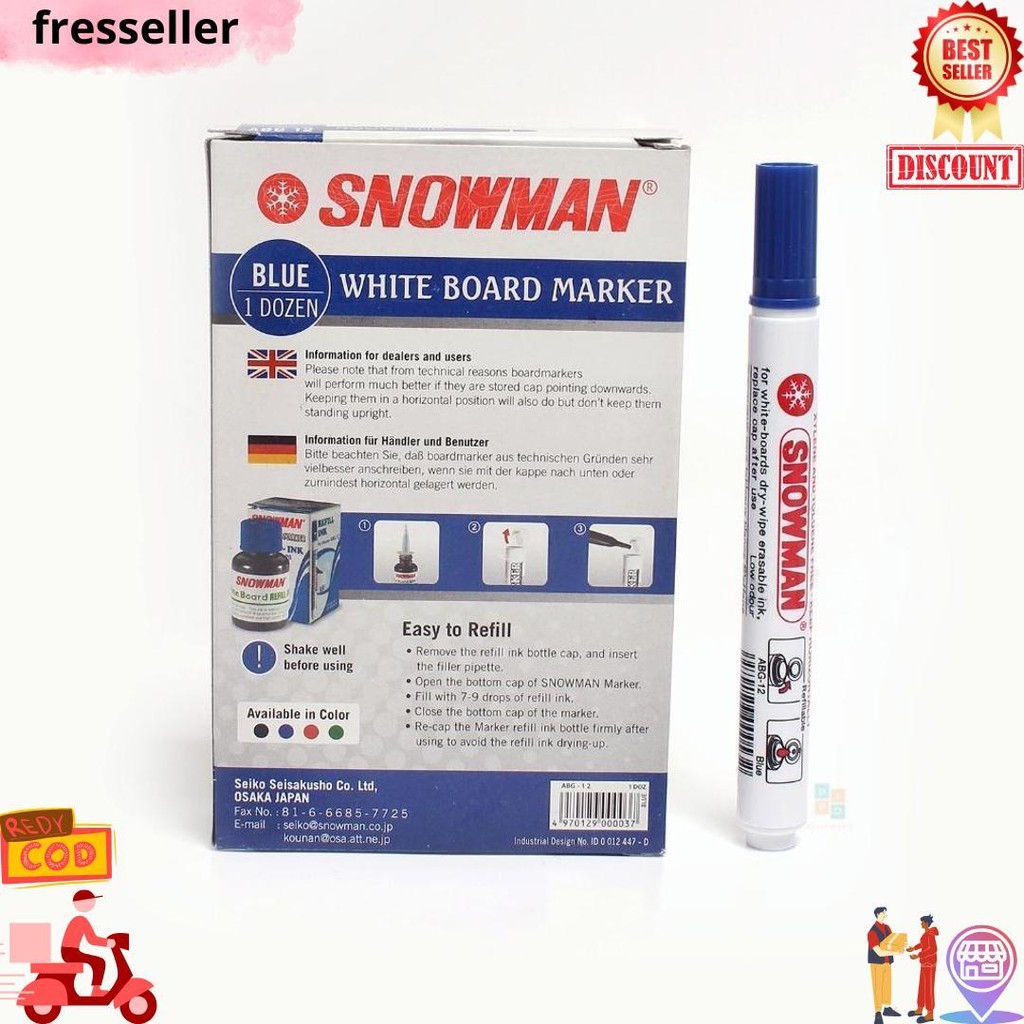 

Snowman - Spidol White Board Abg-12 Warna - Pcs D Termurah