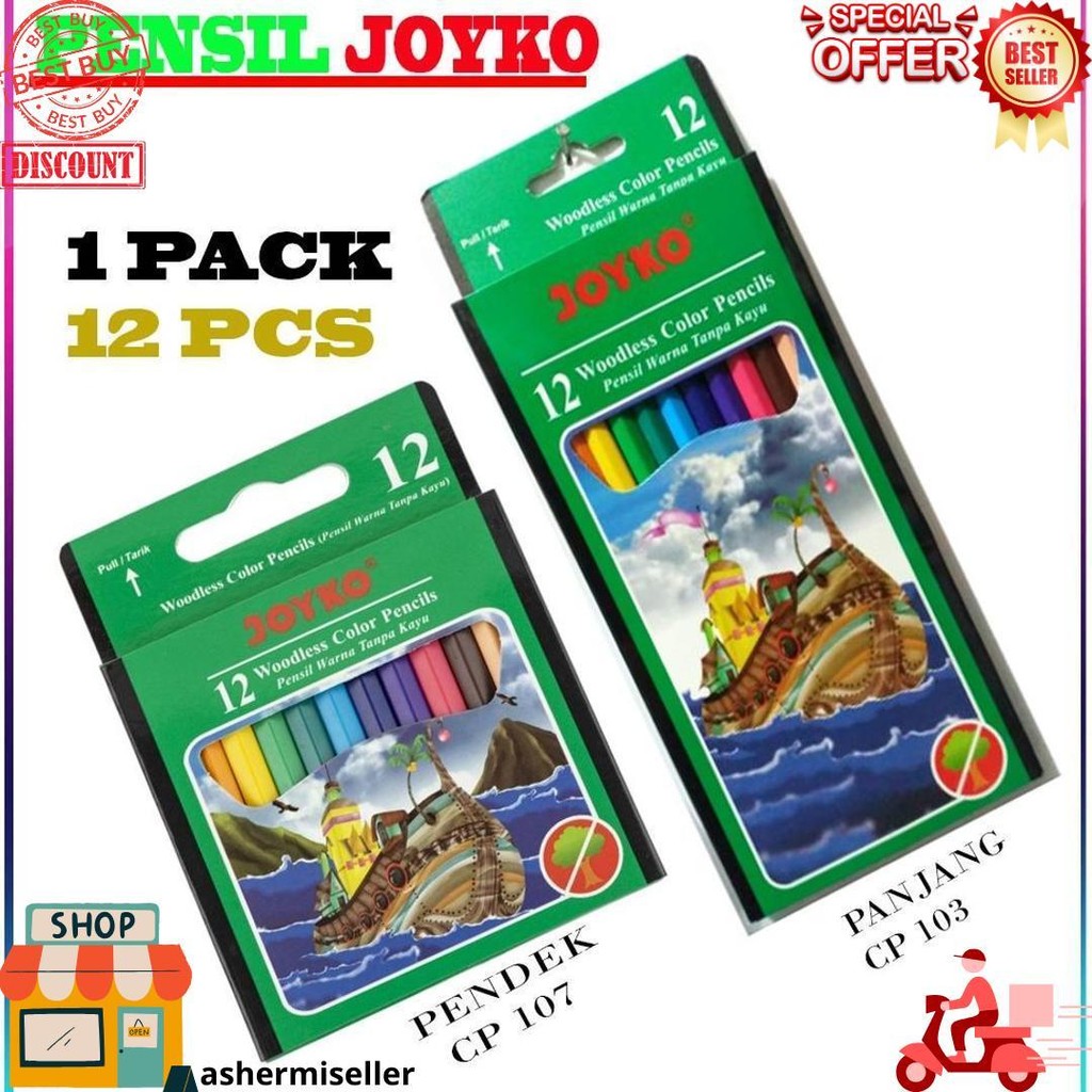 

Pensil Warna Joyko Pendek Cp 107 / Pensil Warna Joyko Panjang Cp 103 (1 Set 12 Pcs) Alat Gambar Color Peralatan Sekolah D Termurah