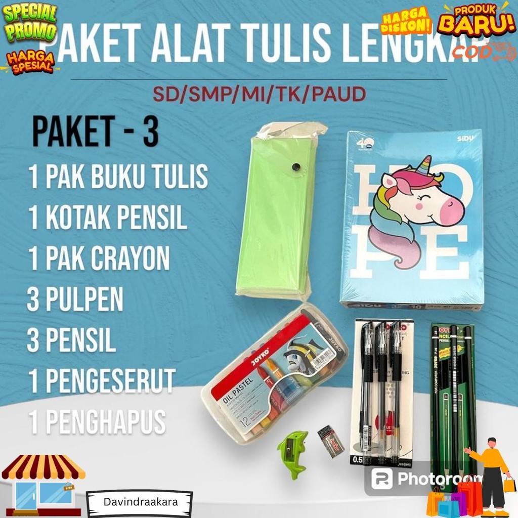 

Paket Atk Lengkap Sd/Smp/Smk/Sma Buku Tulis / Alat Tulis Sekolah D Sale