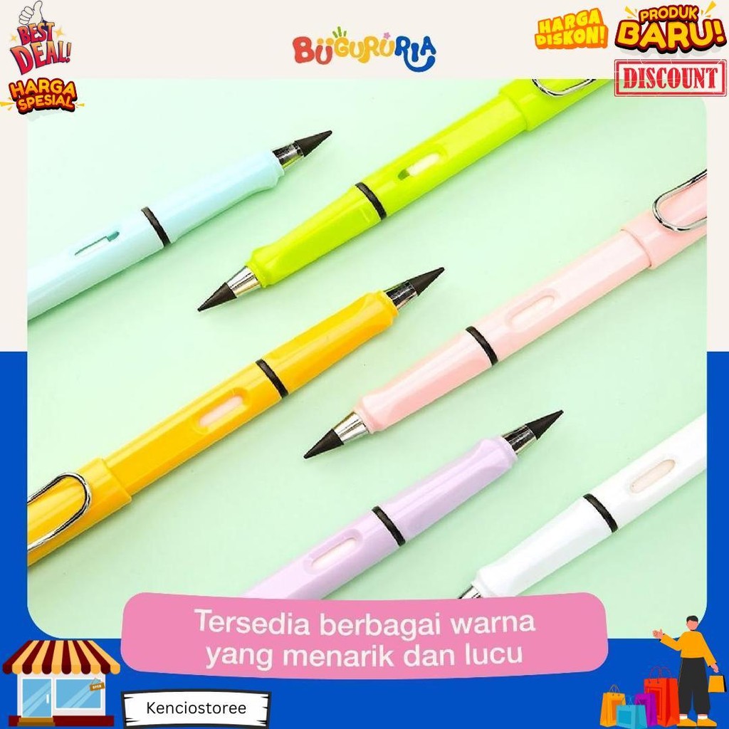 

Bu Guru Ria - Pensil Abadi Eternal + Penghapus / Pensil Tanpa Batas / Pensil Eternal Plus Eraser / Pensil Tidak Bisa Habis D Cod