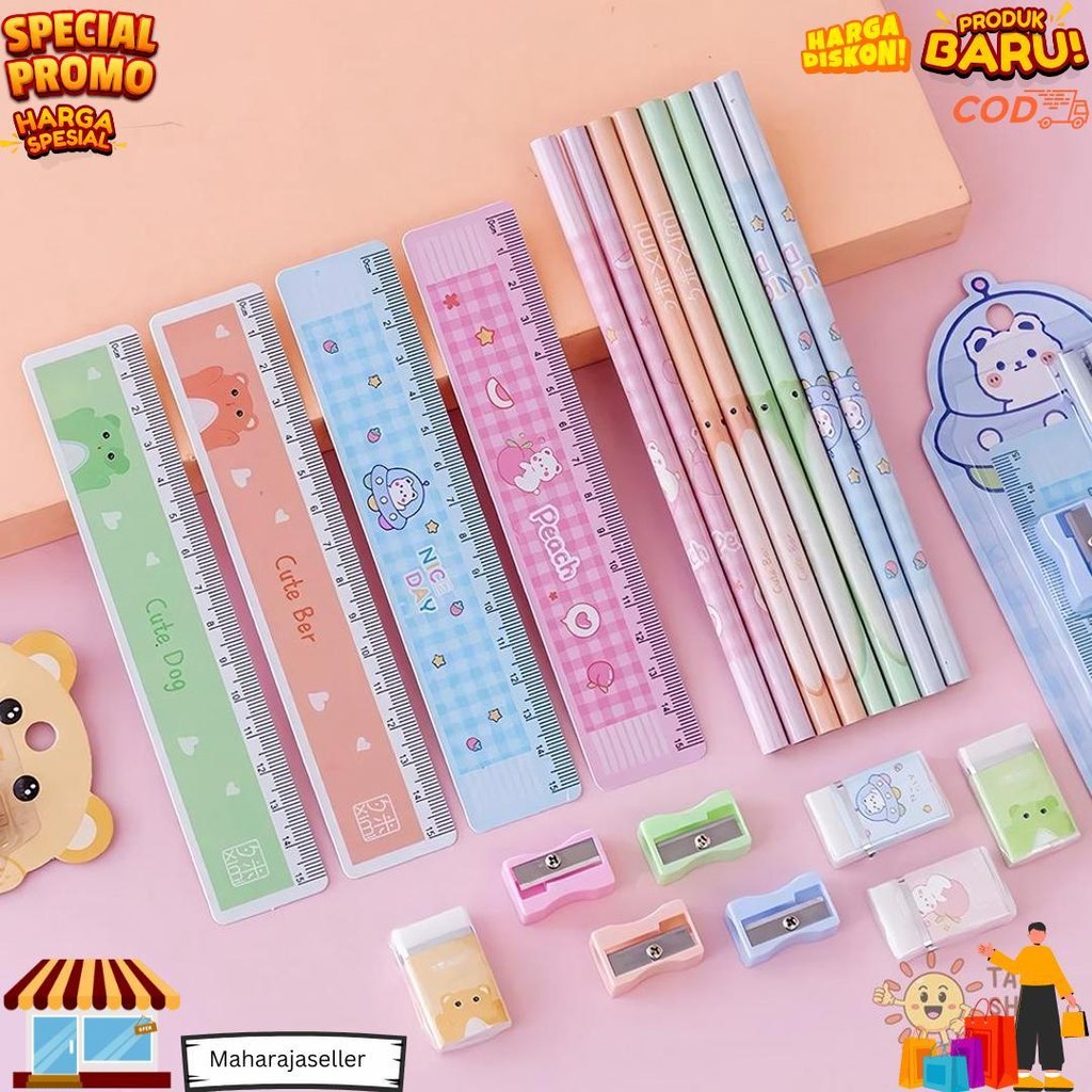 

Taiyo Alat Tulis Set Anak 5 In 1 Perlengkapan Sekolah Lucu Penghapus Rautan Penggaris D Gratis Ongkir