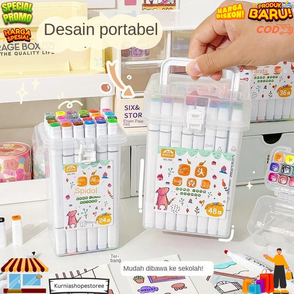 

Spidol Berbasis Minyak Ujung Ganda Set Lengkap Spidol Anak 12-48 Warna Pensil Cat Air Set Warna D Terlaris