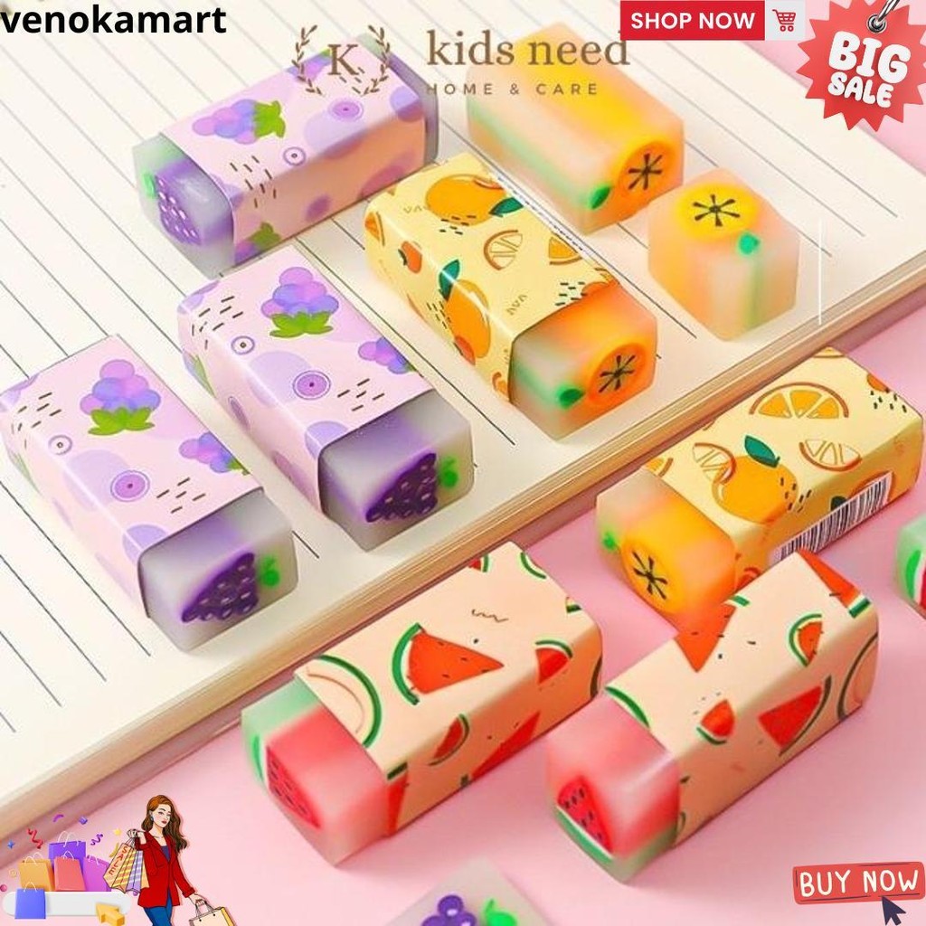 

Penghapus Pensil Karet Wangi / Eraser Hapusan Pensil Motif Dino Bola Dan Buah 1 Pcs Penghapus Eco Pvc / Eraser Unik Lucu D Best Seller