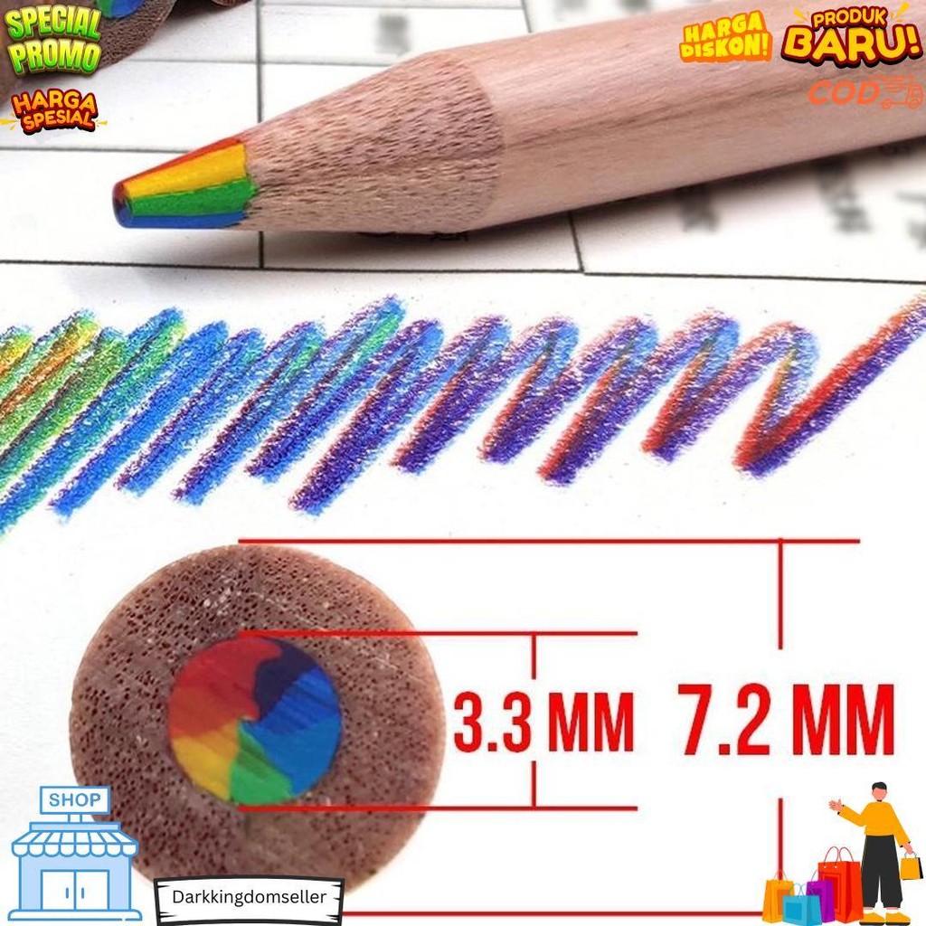 

Cod Pensil Pelangi Inti Multi Warna Pensil Warna Gradien Alat Tulis Pensil Kreatif - Mg D Best Seller