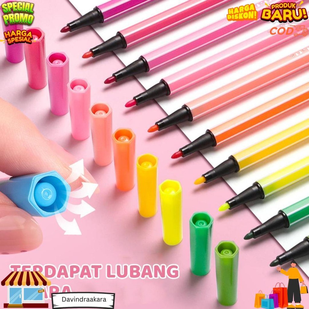 

[Ready] Aimilo Spidol Anak 1 Set Pulpen Marker Spidol Warna Warni 12/24/36/48 Warna D Promo Puncak