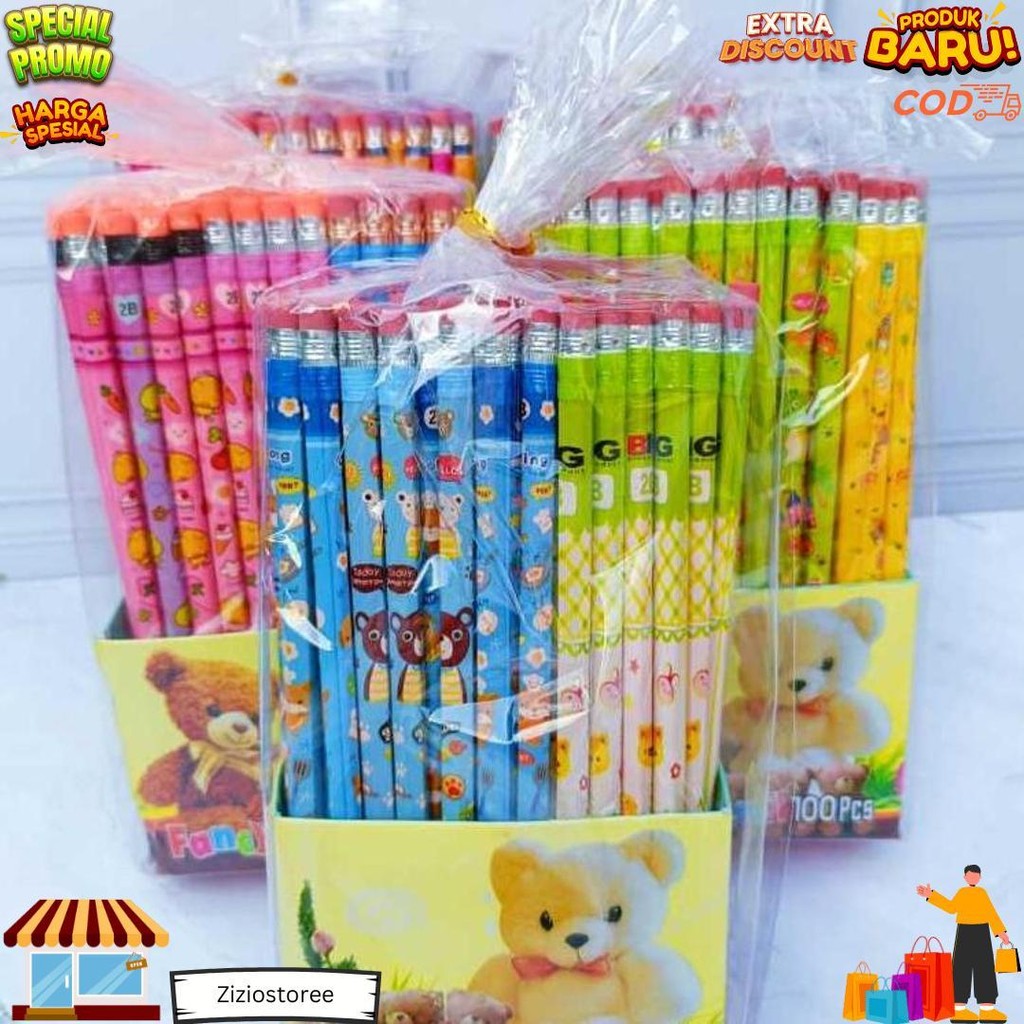 

Promo Isi 50 / 25 Pcs Pensil 2B Karakter Fancy Ada Penghapus D Promo Puncak