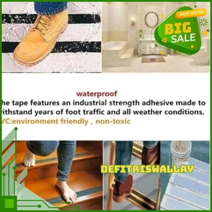 STIKER LAKBAN TEMPEL LANTAI ANTI SLIP TAPE LICIN PLAKBAN ASPAL PASIR SILIKA PVC KASAR LEBAR 5CM PANJ