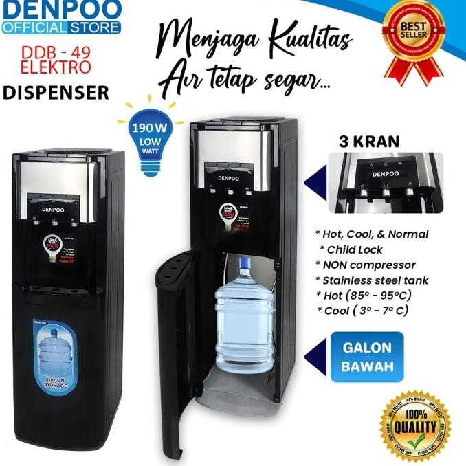 Murah DENPOO DDB 49 DISPENSER GALON BAWAH PIPA STAINLESS STEEL (FREE JUICER) Non COD