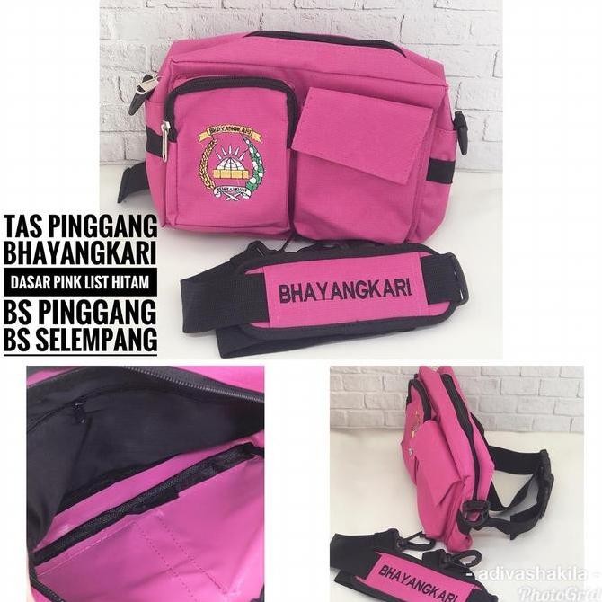 Tas Pinggang Olahraga Bhayangkari Pink List Hitam Co