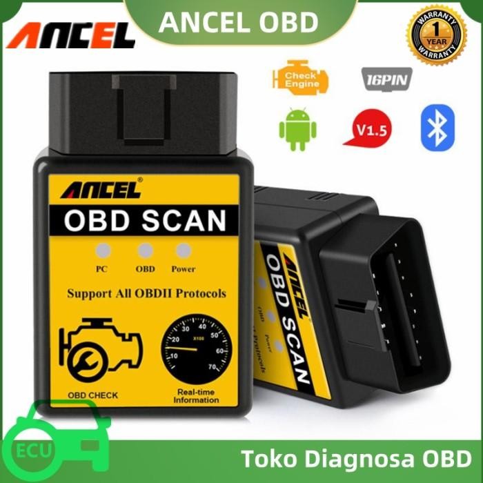 ANCEL ELM327 Scanner Mobil OBD2 Terbaik Alat Diagnostik Bluetooth