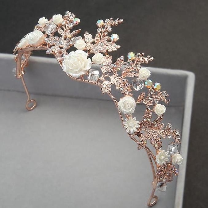 Promo Mahkota Carrie White Flower Crown Wedding Aksesoris Rambut Pengantin Bridal Hairdo Mahkota Hij