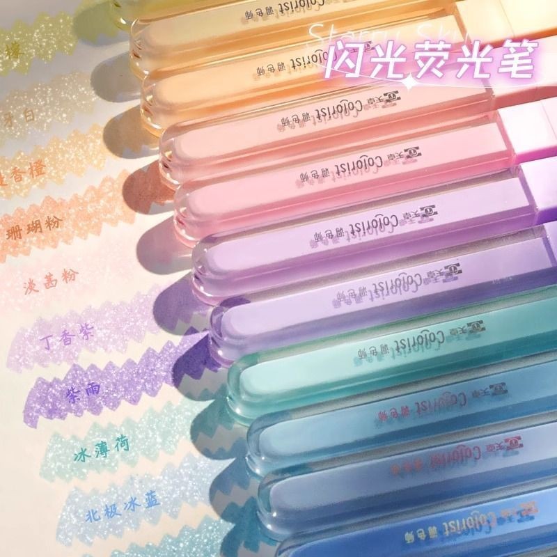 

Pena Highlighter Nilai Penampilan Tinggi Siswa Sekolah Dasar Glitter Pena Penanda Jurnal Multi-warna