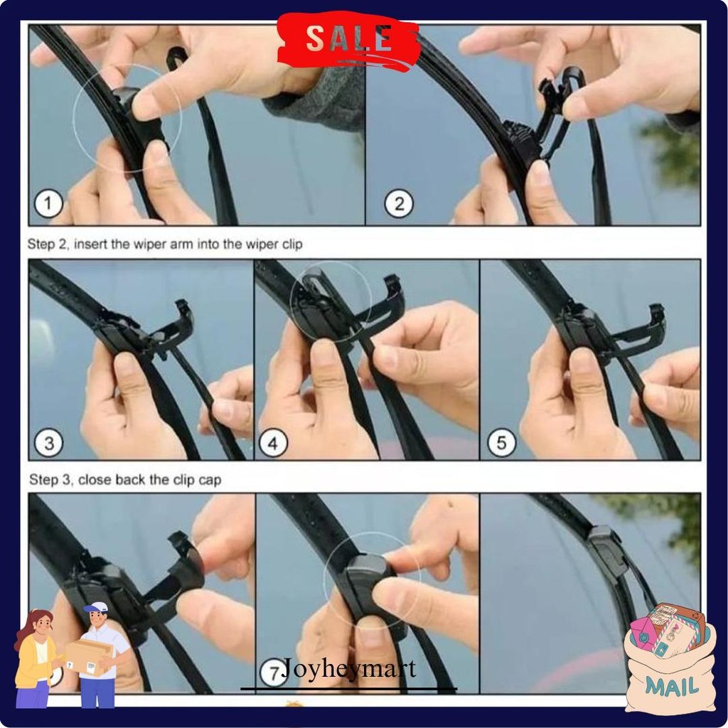 Wiper Blade Frameless Mobil Mitsubishi Colt T120 Ss Sepasang Ukuran 16" & 16"  Full Karet Anti Baret