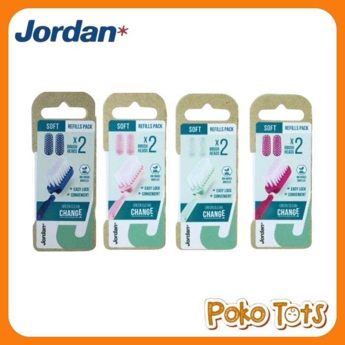 Jordan Green Clean Change X2 Refill Toothbrush Soft Refil Kepala Sikat Isi 2pcs Jordan