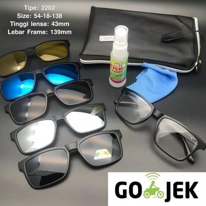 new  Paket Frame kacamata Clip on Klip on 5 lensa Magnet Free Lensa Minus