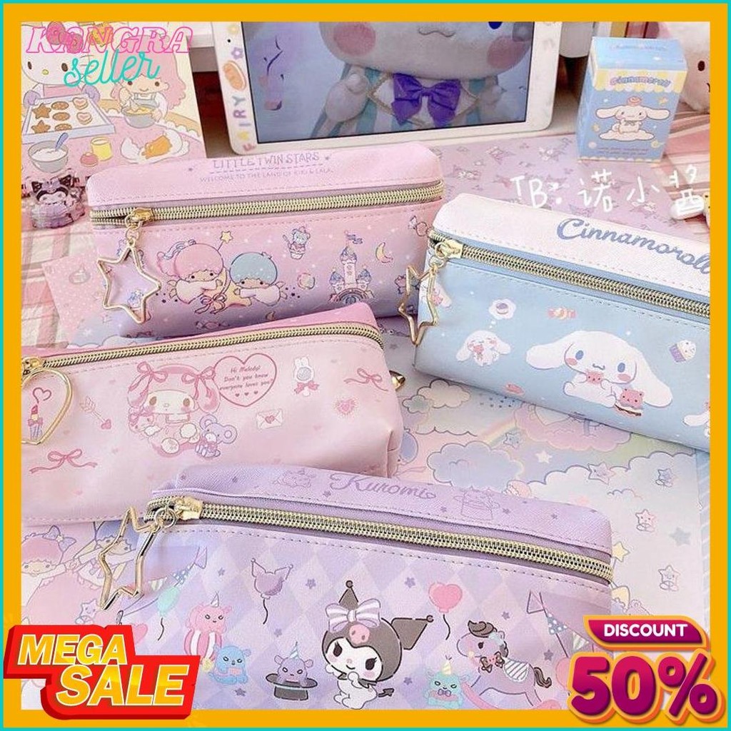 

Tempat Pensil Terbaru 2 Sisi / Kotak Pensil Sanrio Terbaru /Pencil Case Cinnamoroll Kueomi Melody 2 Sekat Terlengkap Dan Termurah