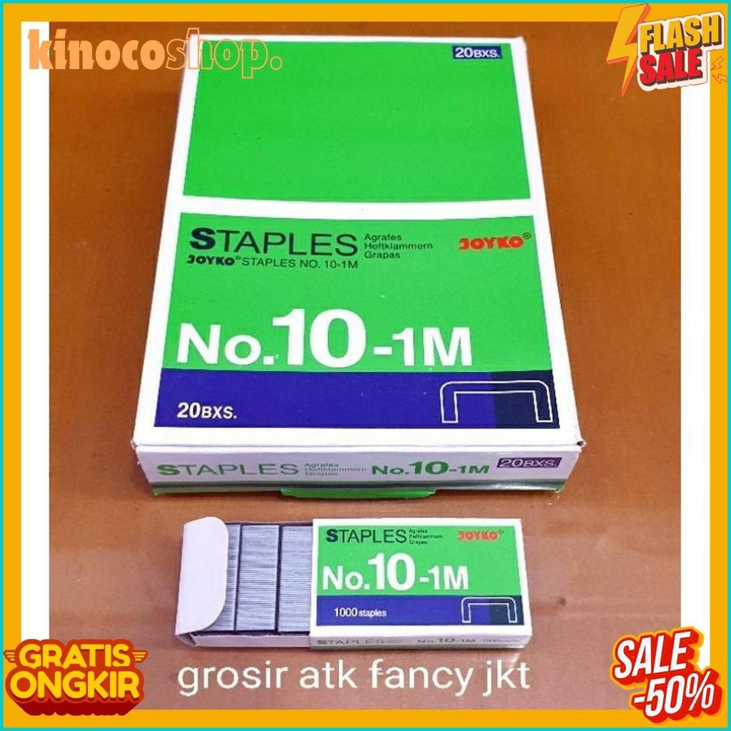 

( 1 Dus = 20 Pak Kecil ) 10-1M Staples Steples Isi Stapler Stepler Neces Joyko No. 10 - 1M Kecil Diskon Setengah Harga