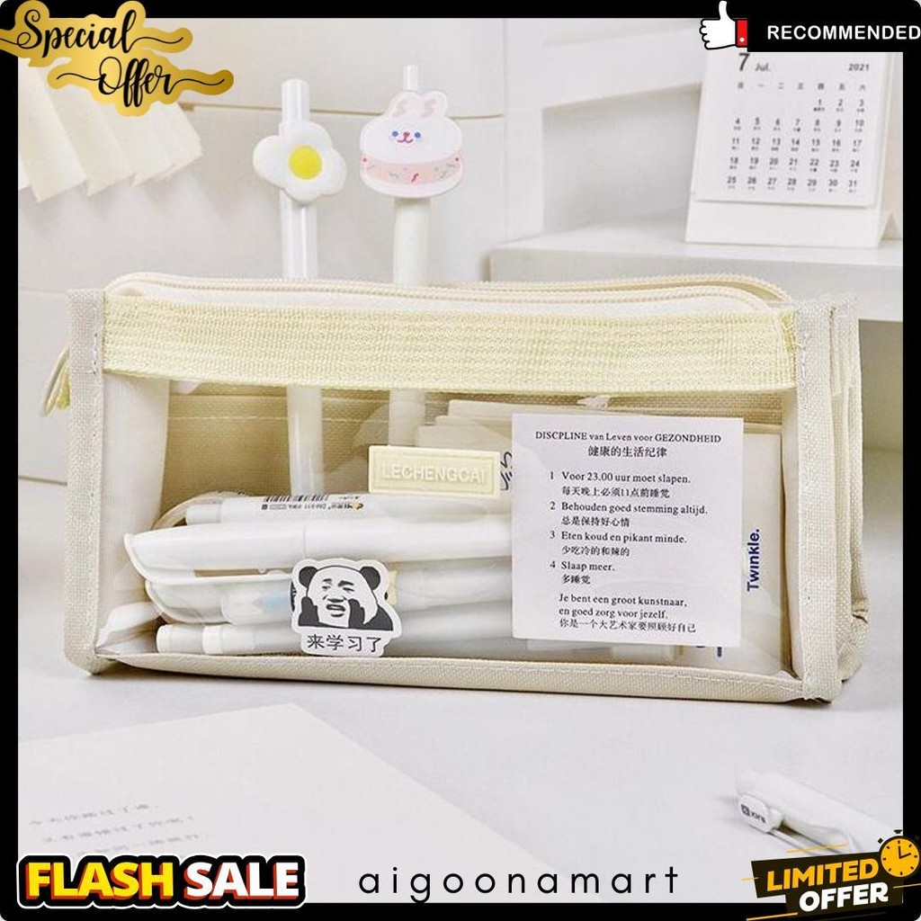 

[Miloli] Kotak Pensil Lechengcai Tempat Pena Kosmetik Kapasitas Besar Pvc Transparant Stationery - F0209 Diskon Setengah Harga