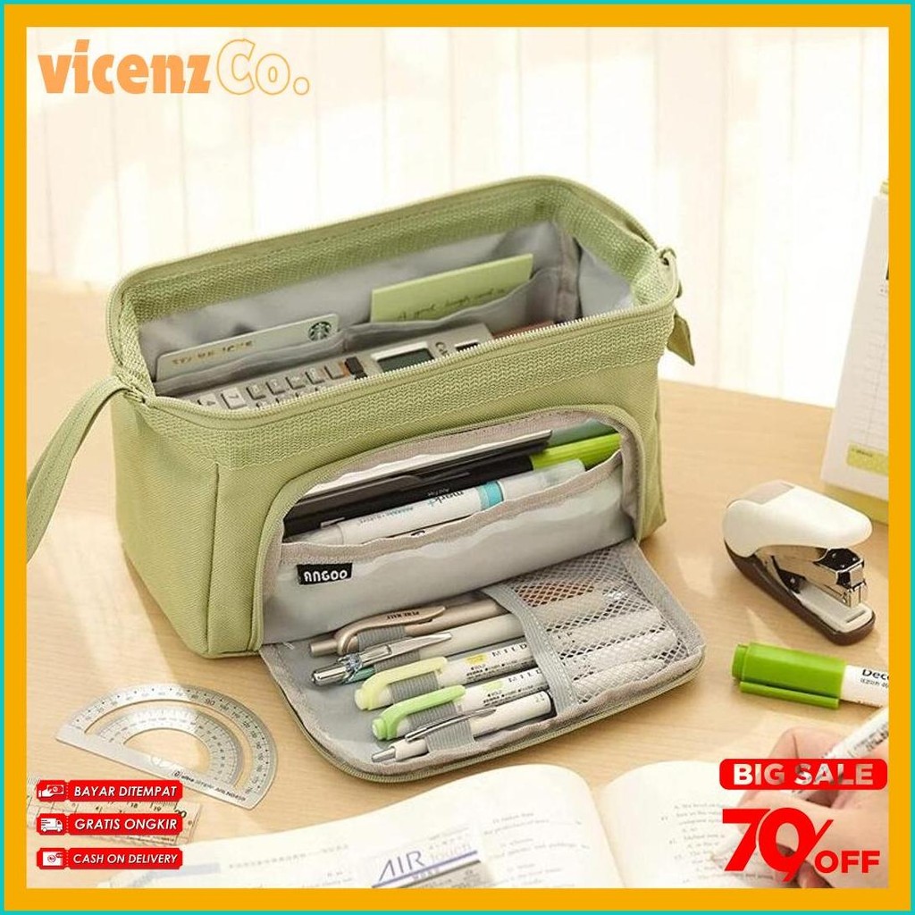 

[Cod] Angoo Super Large Capacity Pencil Case Kawaii Korean Pencil Cases Aesthetic Stationery Office Desk Storage Bag For Girls School Supplies Terlaris! Produk Ini Banyak Dicari