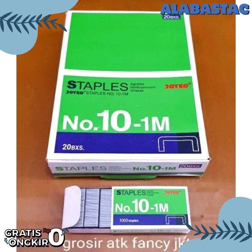 

( 1 Dus = 20 Pak Kecil ) 10-1M Staples Steples Isi Stapler Stepler Neces Joyko No. 10 - 1M Kecil Flash Sale! Diskon Hingga 70%
