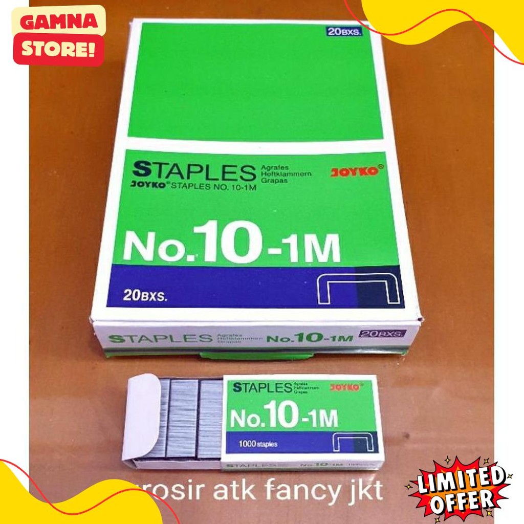 

( 1 Dus = 20 Pak Kecil ) 10-1M Staples Steples Isi Stapler Stepler Neces Joyko No. 10 - 1M Kecil Diskon