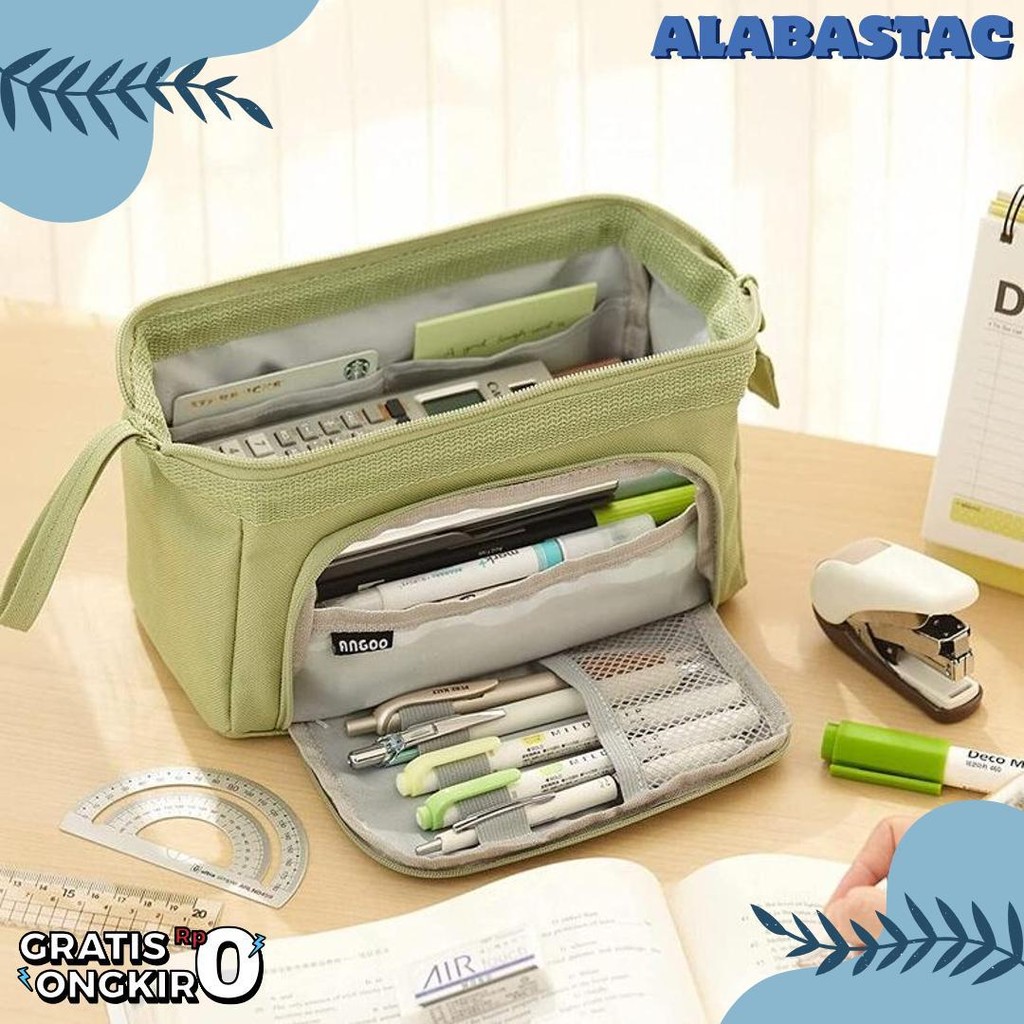 

[Cod] Angoo Super Large Capacity Pencil Case Kawaii Korean Pencil Cases Aesthetic Stationery Office Desk Storage Bag For Girls School Supplies Terlaris! Produk Ini Banyak Dicari