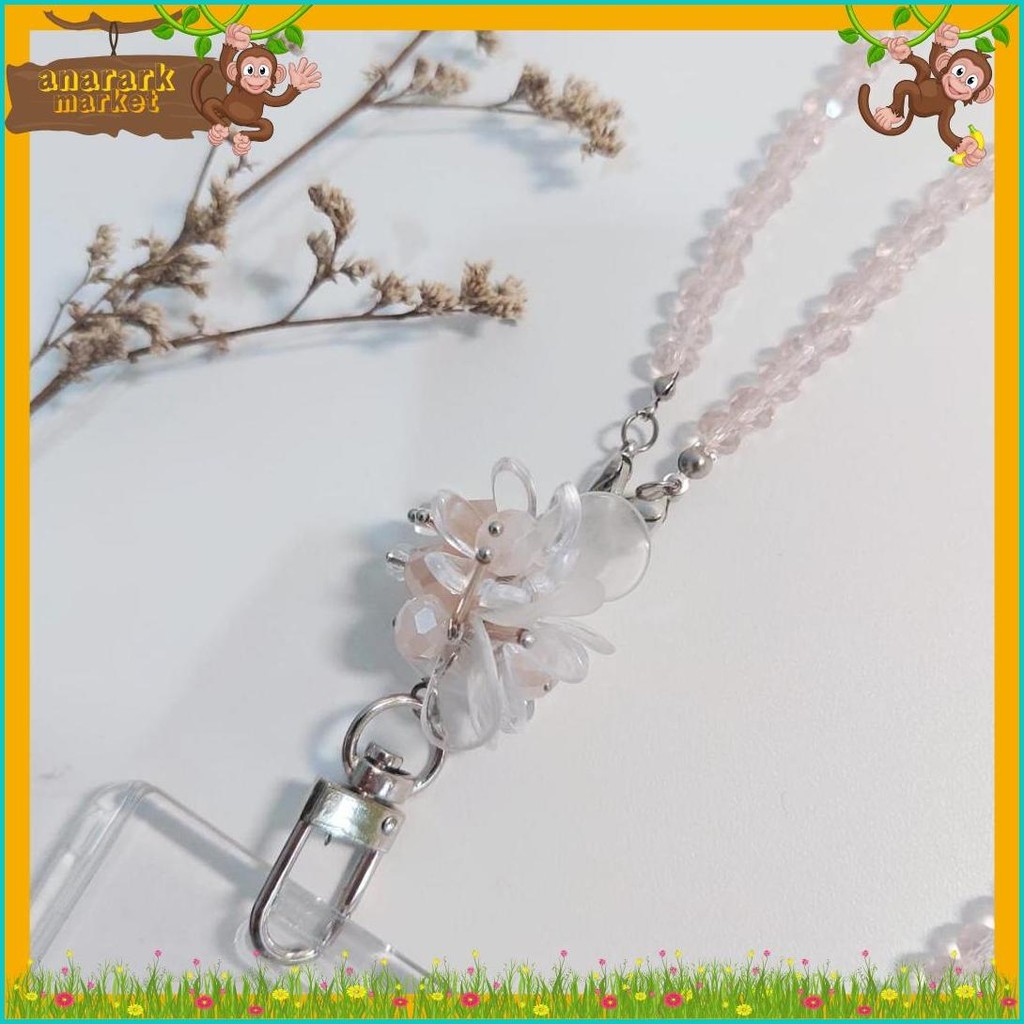 

[Lalaluna] Lanyard Crystal Beads Aesthetic | Gantungan Id Card Kantor - Bloom Flash Sale! Diskon Hingga 70%