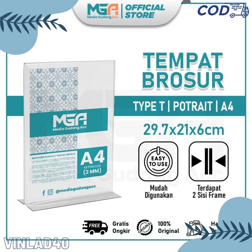 

Tempat Brosur A4 2Mm Portrait 2 Sisi / Tent Holder / Tent Card Stand Akrilik Terlaris! Produk Ini Banyak Dicari