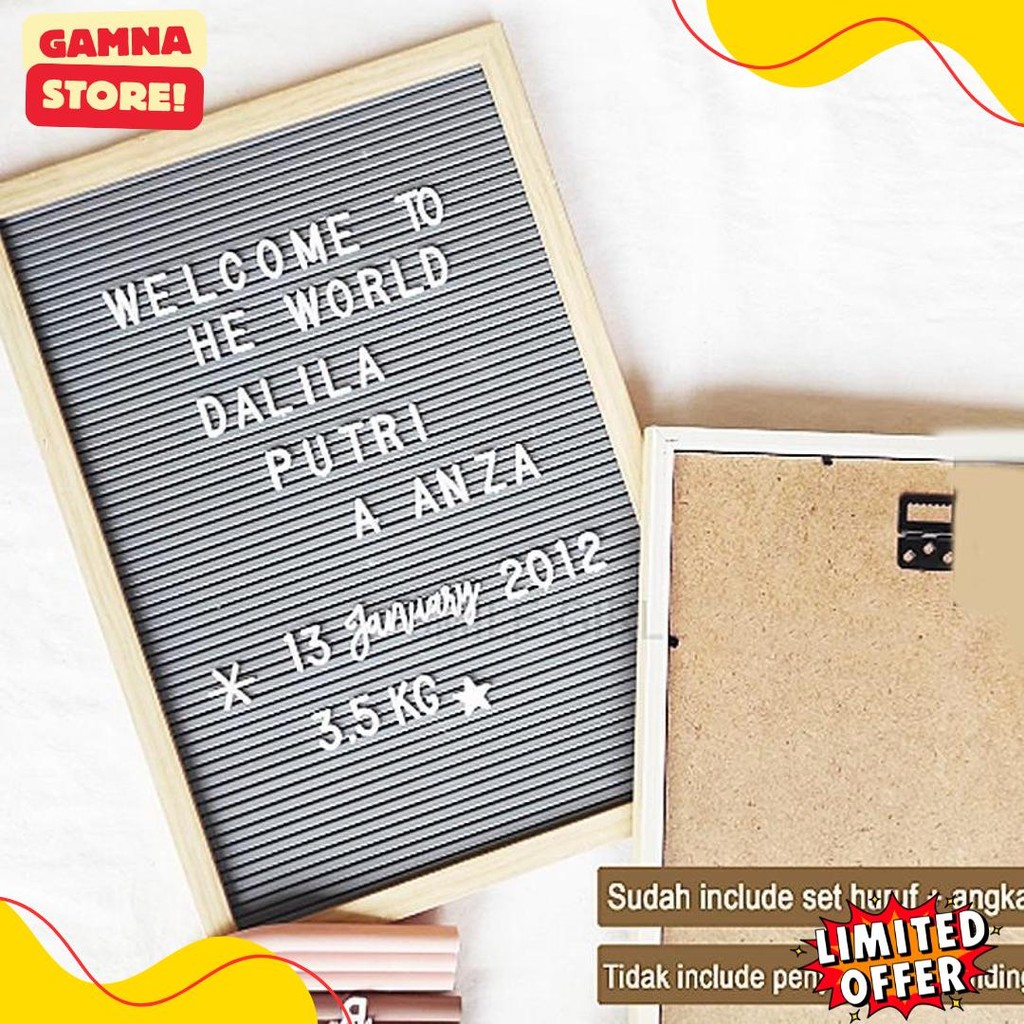 

Letter Board Baby Include Huruf/ Felt Letter Board Set / Letter Board/Papan Nama Bayi /Papan Menu / Dekorasi Rumah Viral 30*40 Cm Diskon Setengah Harga