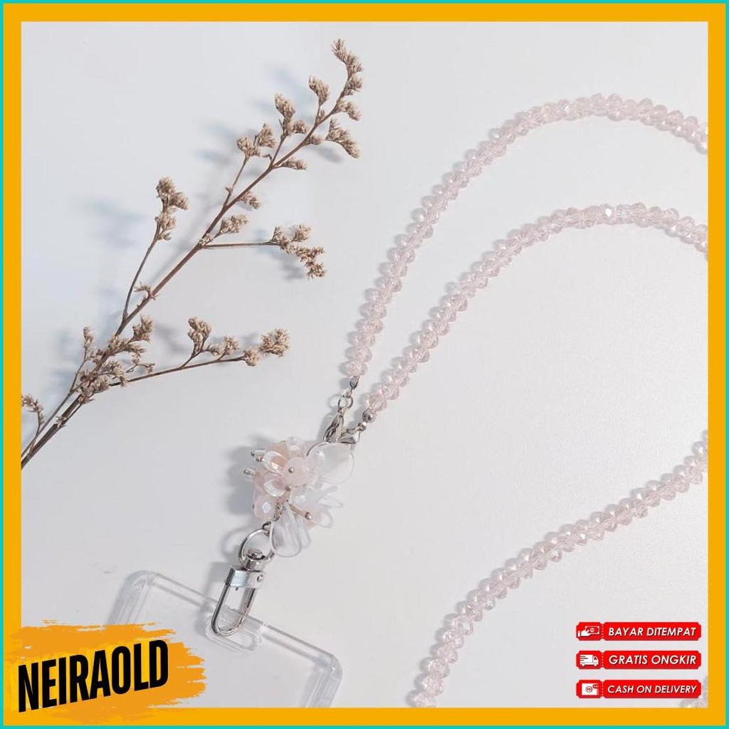 

[Lalaluna] Lanyard Crystal Beads Aesthetic | Gantungan Id Card Kantor - Bloom Terlaris! Produk Ini Banyak Dicari