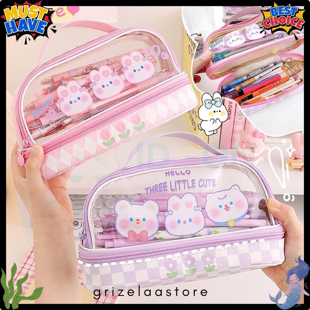 

Idoon Pencil Case Transparan Korea Tempat Pensil Besar Dua Lapis Kotak Pensil Tempat Pola Hewan Lucu Terlaris! Produk Ini Banyak Dicari