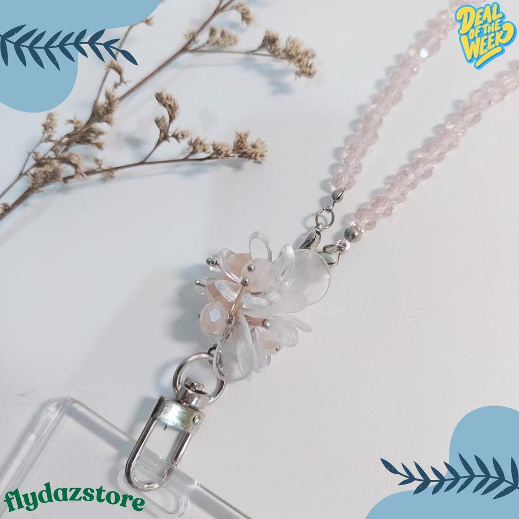 

[Lalaluna] Lanyard Crystal Beads Aesthetic | Gantungan Id Card Kantor - Bloom Terlaris! Produk Ini Banyak Dicari