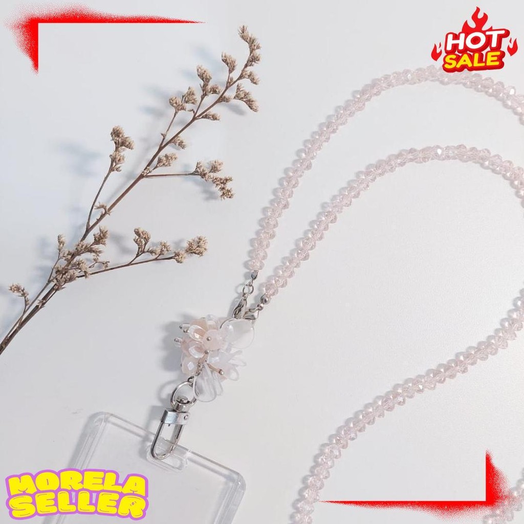 

[Lalaluna] Lanyard Crystal Beads Aesthetic | Gantungan Id Card Kantor - Bloom Terlaris! Produk Ini Banyak Dicari