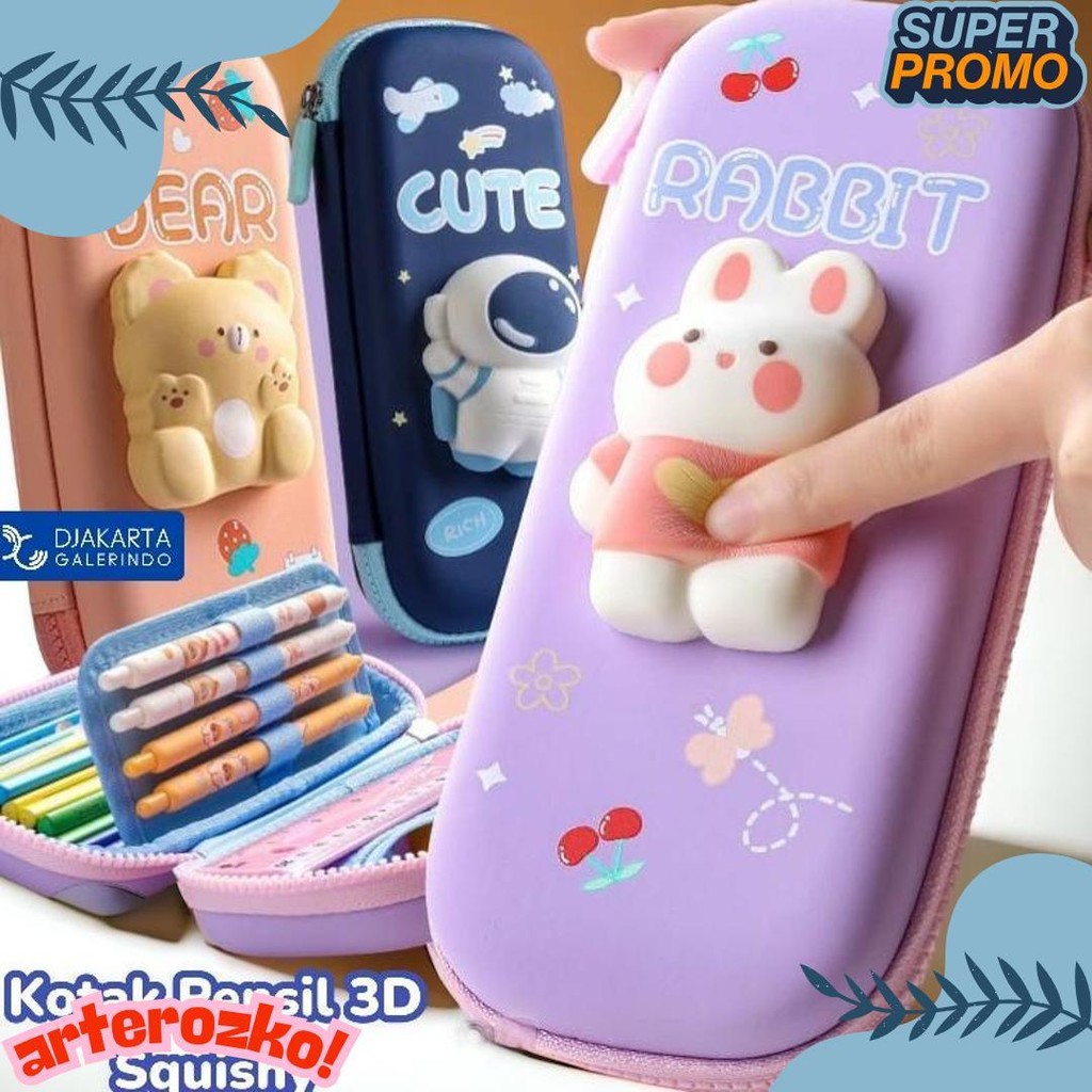 

Kotak Pensil 3D Squishy Tempat Pensil Hardcase Waterproof Pencil Case Anak Lucu 2 Tingkat 2 Lapis Diskon