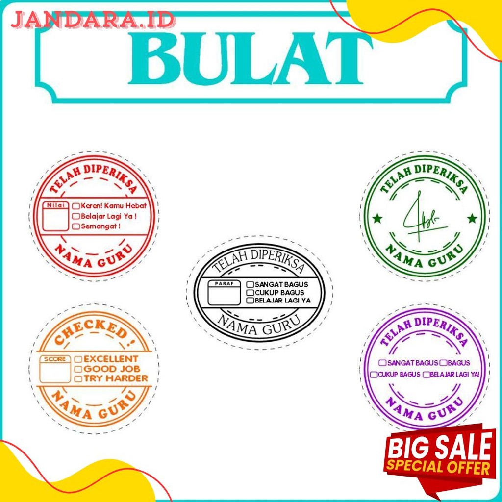 

Stempel Nilai Guru / Penilaian / Koreksi / Checked / Reward Siswa Murid Sekolah Diskon