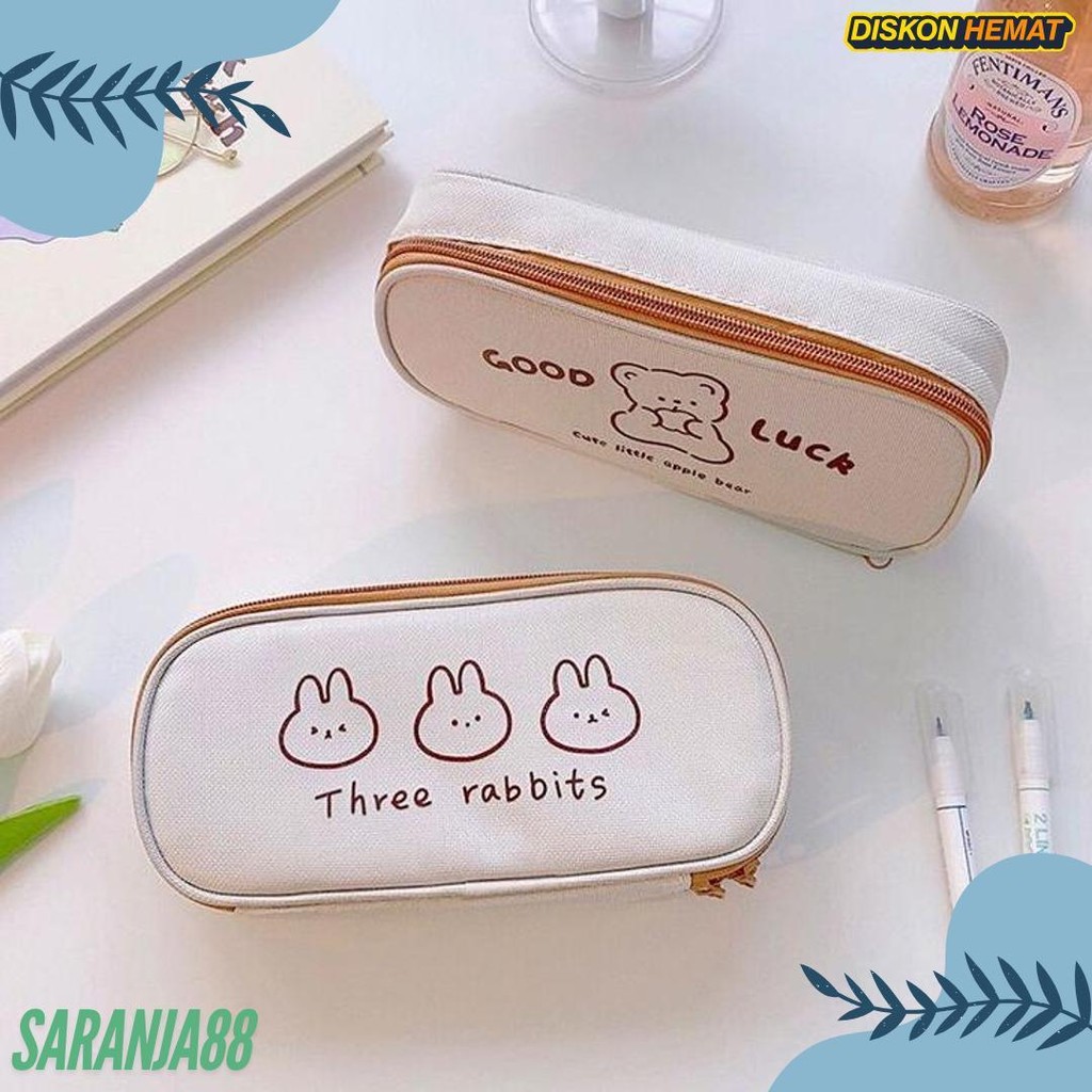 

[Miloli] Kotak Pensil Bear Cartoon Kanvas Minimalis Aesthetic Korean Style Stationery - F0204 Terlengkap Dan Termurah