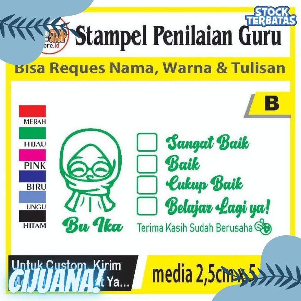 

Stempel Penilaian/Ganti Nama, Gambar Dan Warna/Cap Guru/Stampelbuguru Flash Sale! Diskon Hingga 70%
