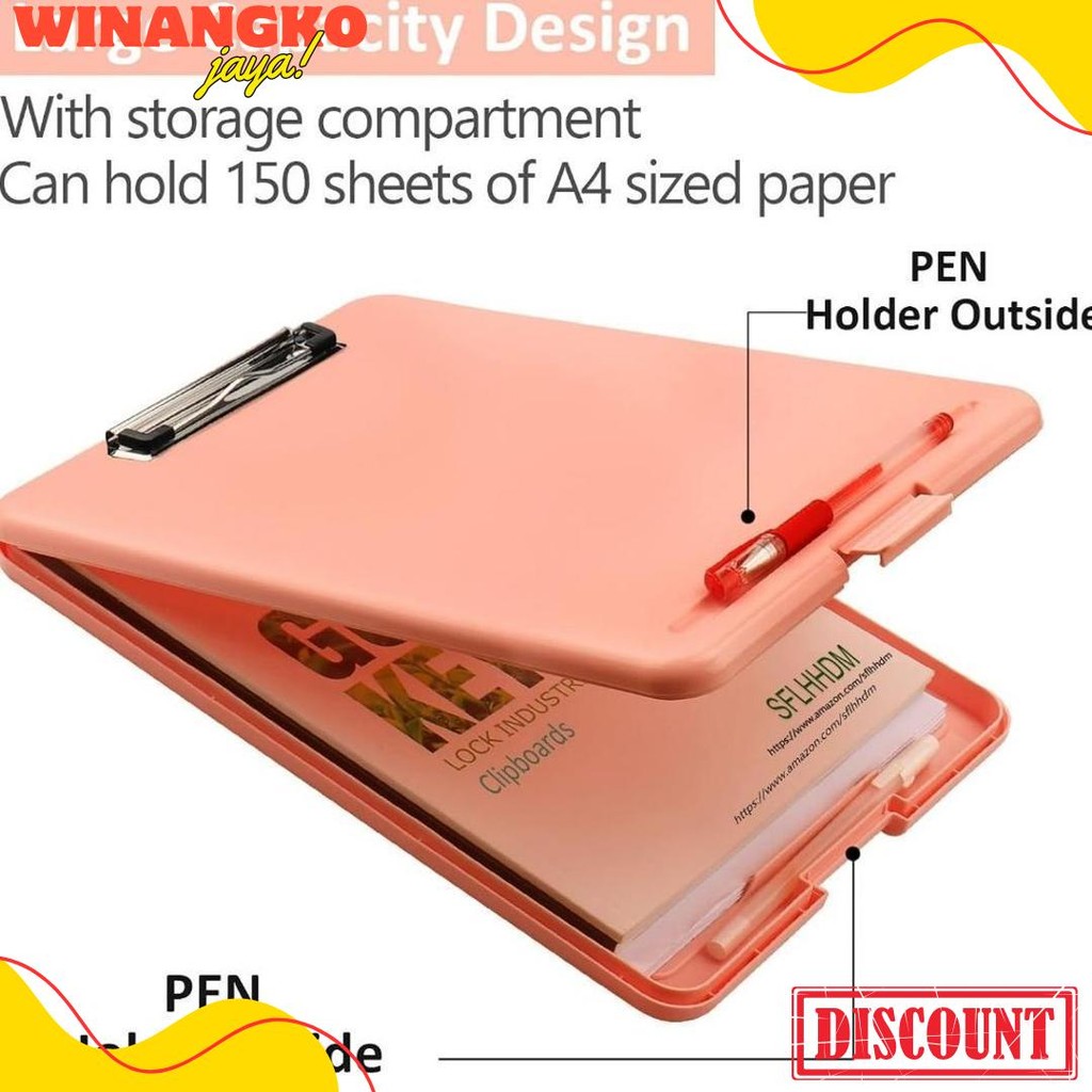 

Clipboard + Storage Alas Papan Ujian / Papan Jalan 2In1 / Clipboard 2 In 1 / Clip Board A4 Diskon